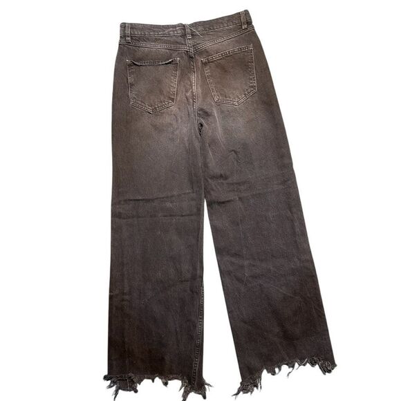 We The Free Wide Leg Black Distressed Jeans Size 26 - Picture 3 of 12